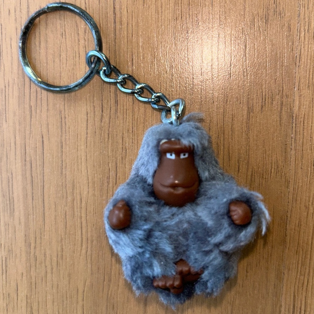 Kipling gray grey furry monkey gorilla keychain charm Joe